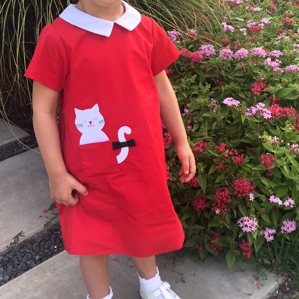 Florence Eiseman 4T Red Dress with Cat Design